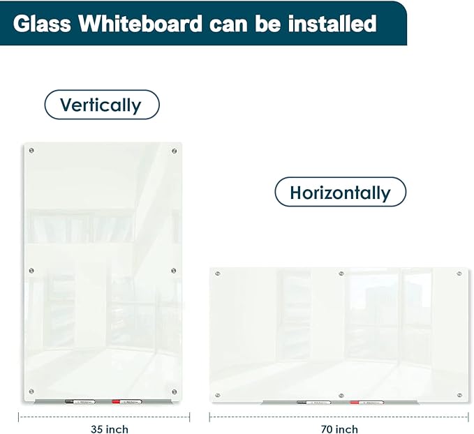 J&J worldwide Glass Dry Erase Board 6' x 3', Glass Whiteboard Magnetic - Image 6