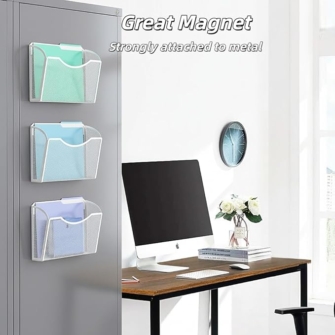 MINDEPOT Magnetic Wall File Organizer, Hanging Wall Mounted File Folder Binder - Image 7