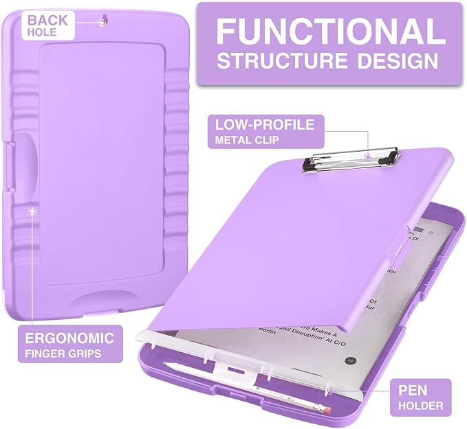 Sooez Clipboard with Storage, High Capacity Nursing Clip Board 8.5 x 11 with - Image 2