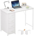 Somdot Small Computer Desk with 4 Drawers for Bedroom, Home Office Desk | 39 Inch Simple Writing Desk,Study Table with Storage Drawers for Home Office, Study, Living Room and Small Spaces, White