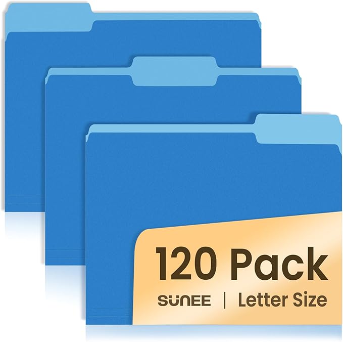 SUNEE File Folders, 120 Pack Manilla Folders 8.5 x 11, Colored File Folders by SUNEE