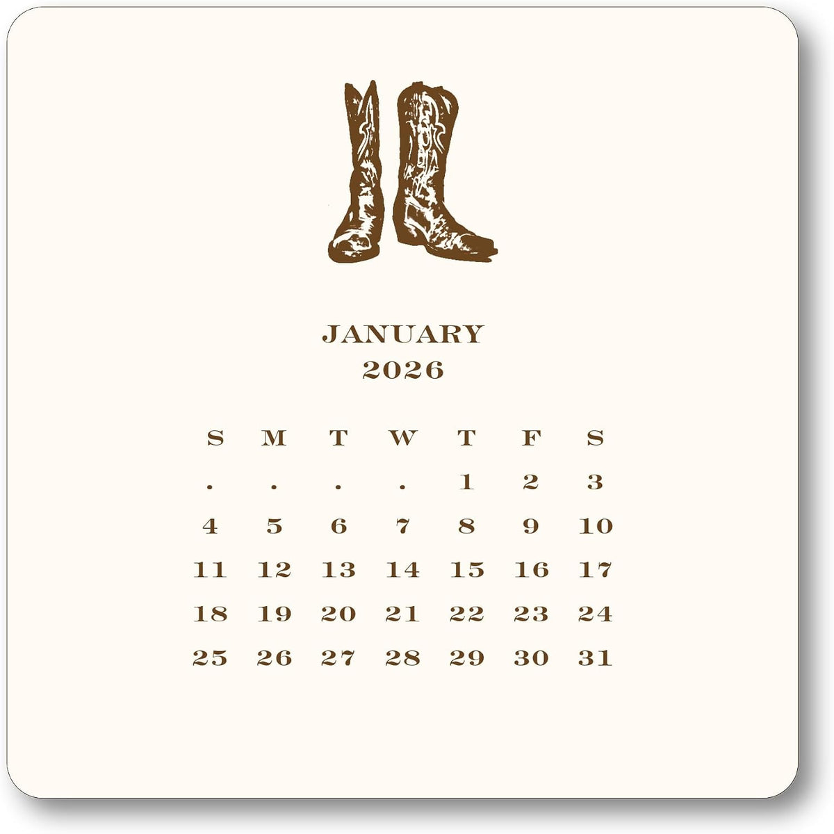 Shade Tree Greetings Cowboy 2026 Desk Calendar With Easel