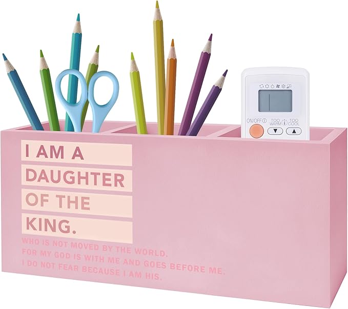 Exqcom Pink Christian Makeup Brush Holder, Daughter of the King Bible Verses by Exqcom