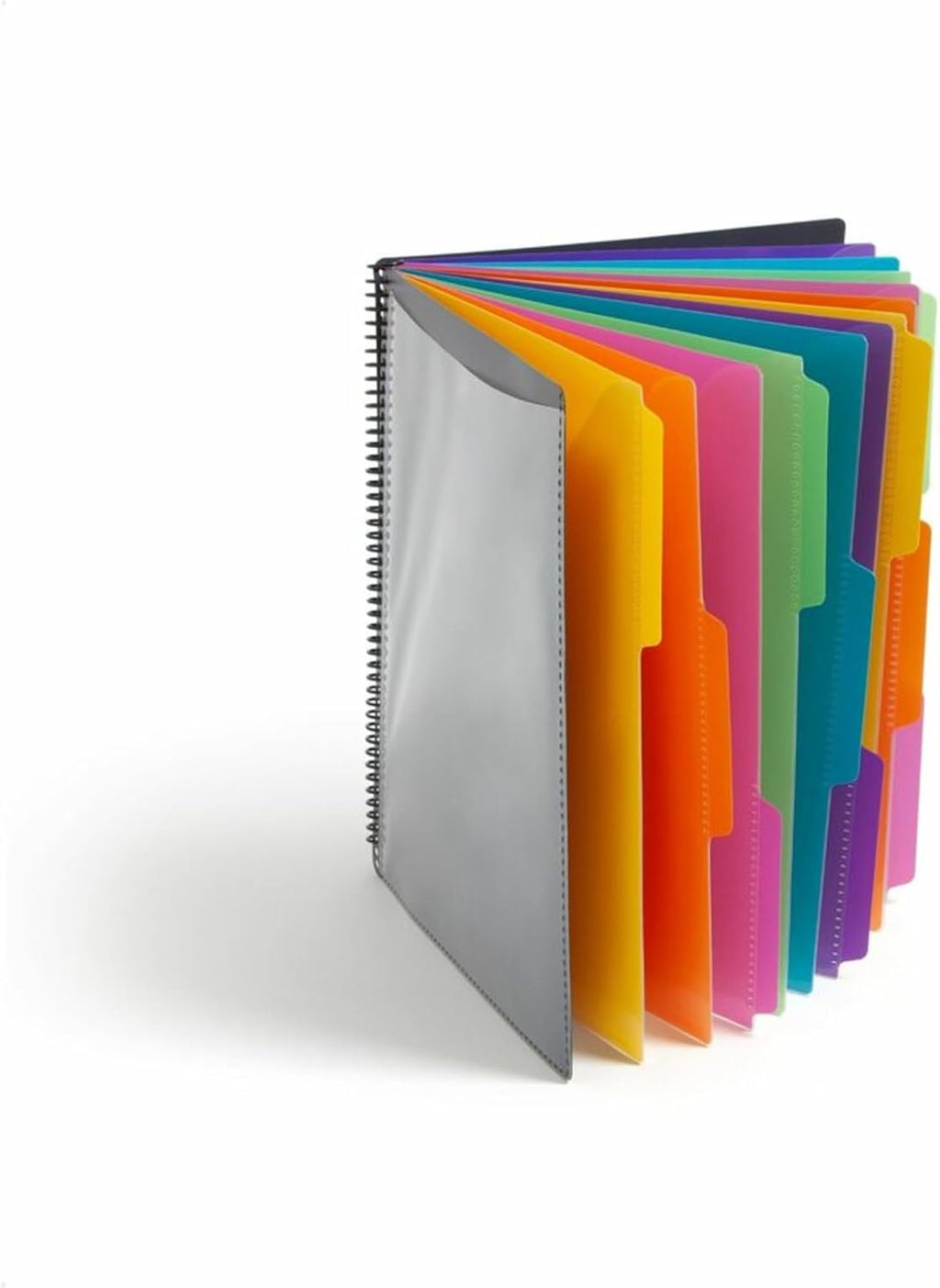 Smead Project Organizer, 24 Pockets, Grey with Assorted Bright Tabs, Tear Resistant Poly, 1/3-Cut Tabs, Letter Size (89206)