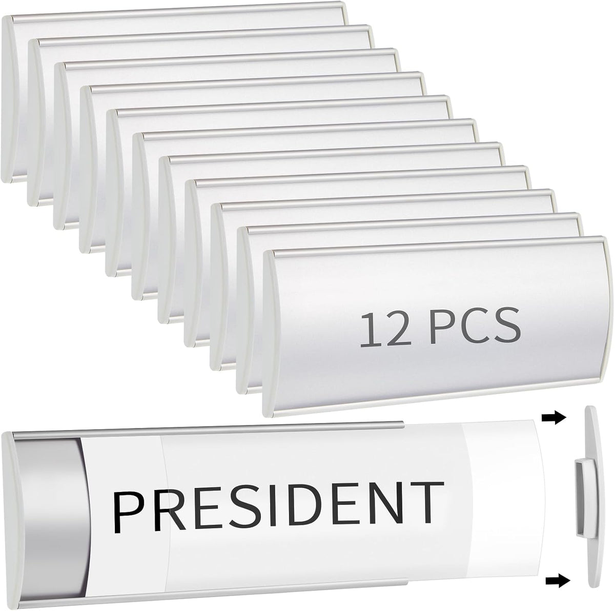 Therwen 12 Pcs Aluminum Office Name Plate Holder
