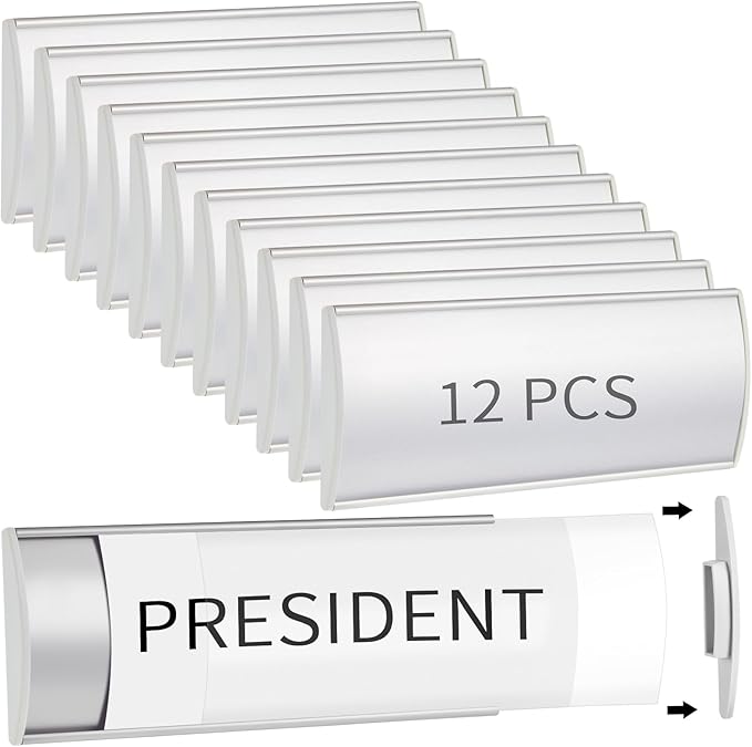Therwen 12 Pcs Aluminum Office Name Plate Holder by Therwen