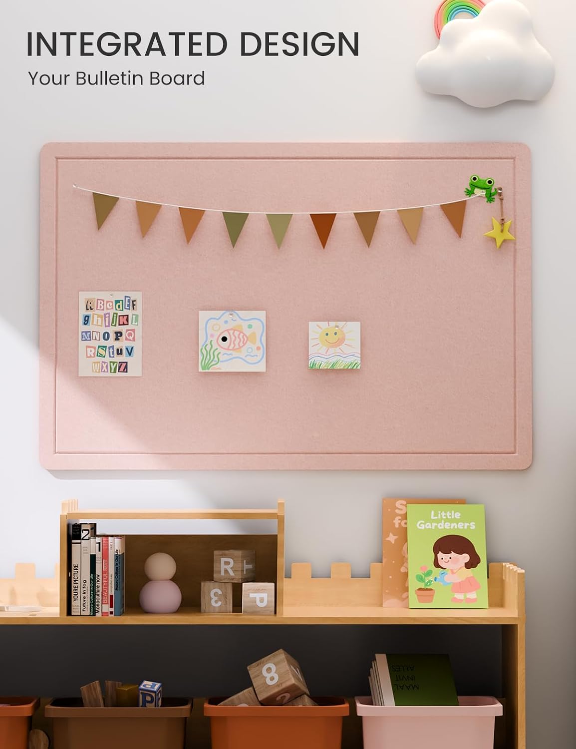 Fluxynara Felt Bulletin Board,35.4"x23.6", Pink