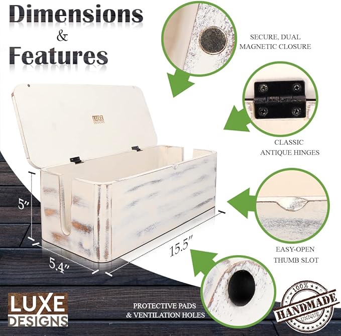 Rustic Cable Management Box & Cord Organizer- Cable Organizer - Image 3