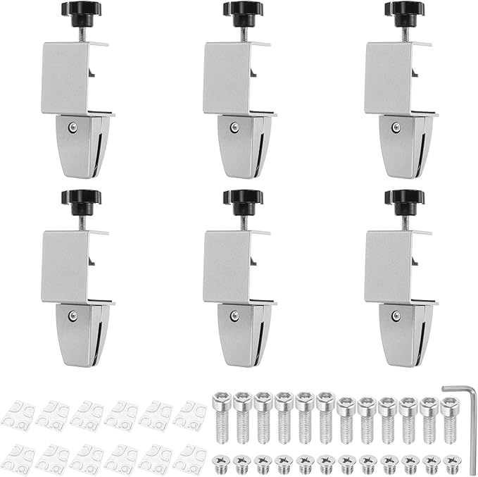 PATIKIL 6 Pcs 1/8"to 1/2" Adjustable Desk Divider Partition Clips, Aluminum by PATIKIL