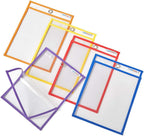 hand2mind Reusable Clear-Vu Dry Erase Pockets for Students, Dry Erase Office Supplies, Teacher Supplies for Classroom, School Supplies, Classroom Supplies (Pack of 5)