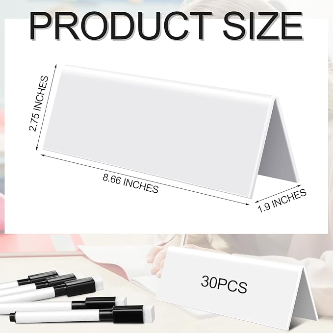 Fainne 30 Sets Dry Erase Name Tent Cards - Image 2