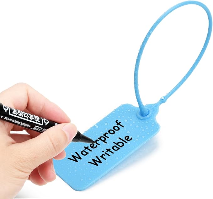 100 Blue Blank Plastic Tags for Labeling Waterproof Hanging Labels Writable - Image 2
