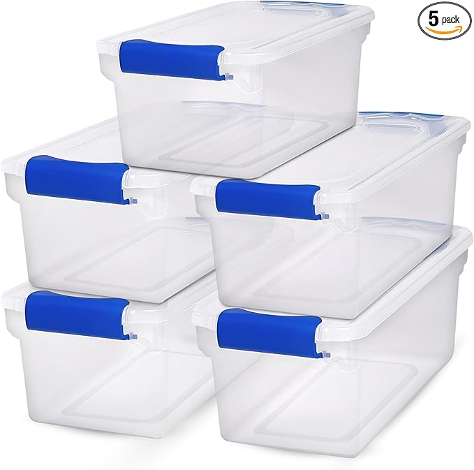 HOMZ 5-Pack Latching Lid, 7.5 Quart, and Office by Homz