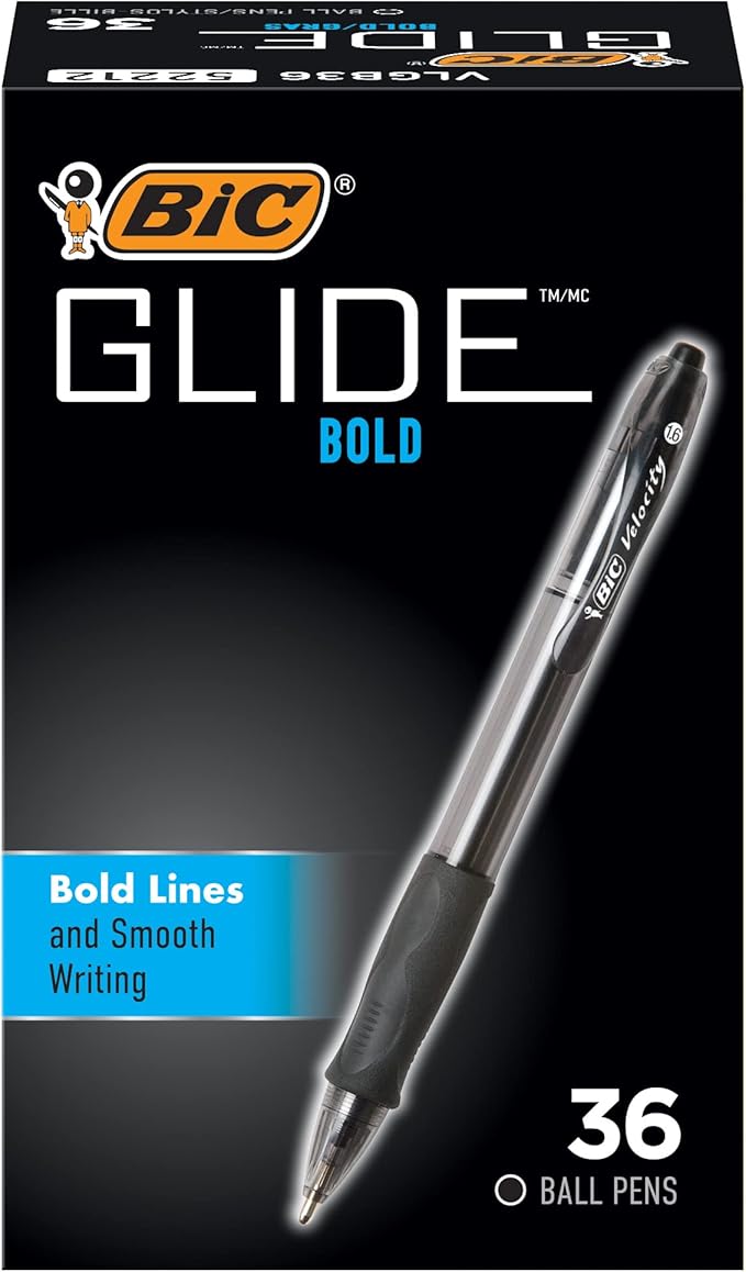 BIC Glide Bold Retractable Ball Point Pen, Bold Point by BIC