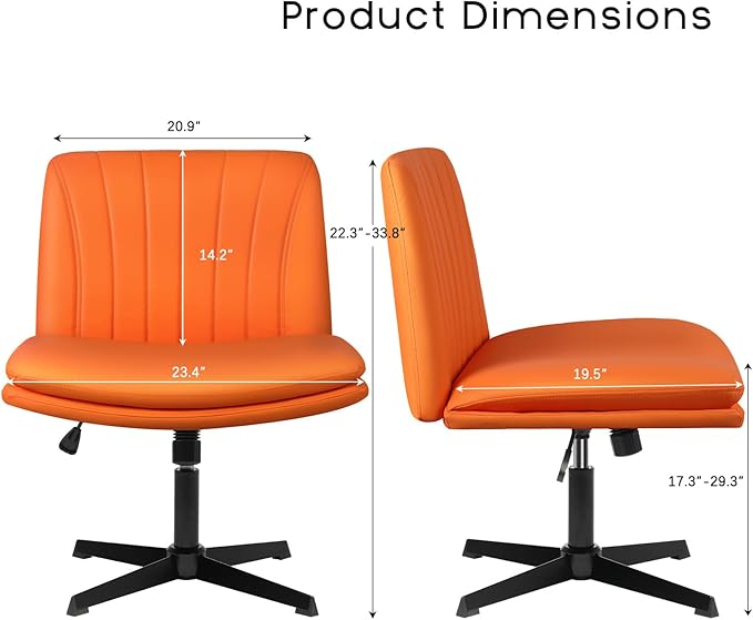 PUKAMI Criss Cross Legged Office Chair, Armless Office Desk Chair No Wheels - Image 2