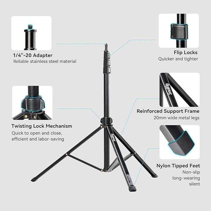 SMALLRIG RA-S200 Light Stand for Photography, 78.7" / 6.6ft / 200cm, Aluminum - Image 5