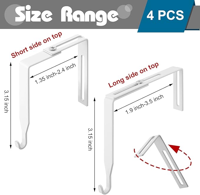 Amylove 4 Pcs Adjustable Cubicle Hanger Universal Partition Metal Cubicle Hooks - Image 2