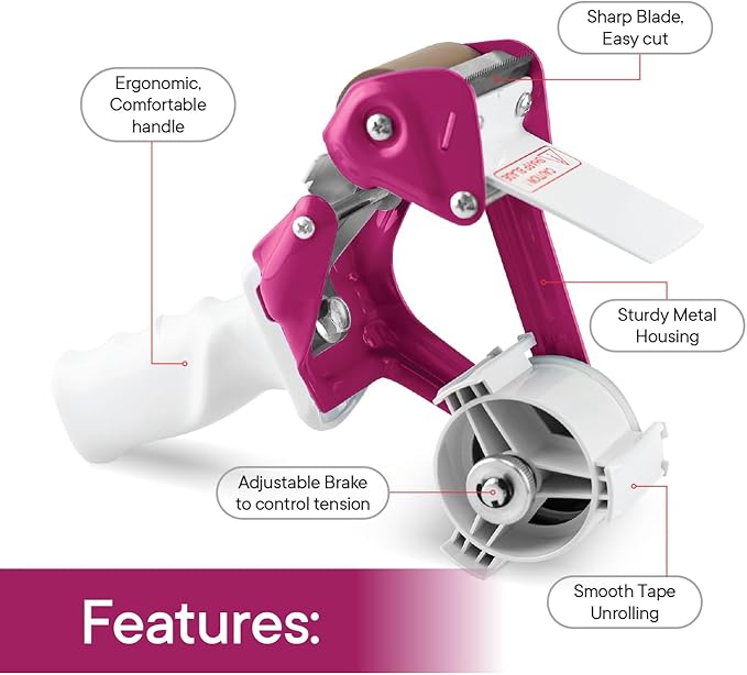 TAPEWELL Heavy Duty Metal Frame 2 Inch Wide Packing Tape Dispenser Gun - Image 3