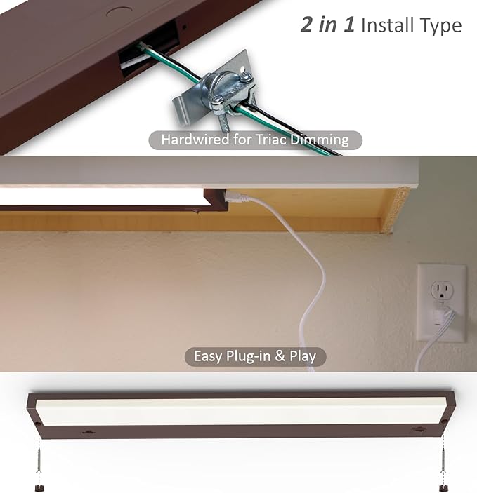Leetdud LED Under Cabinet Lighting Hardwired or Plug in, 32 Inch 16W, Dimmable - Image 6