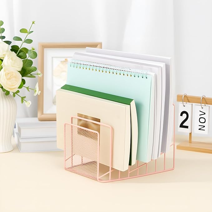 2 Pcs 7 Section Incline File Sorter Metal Wire Mesh File Rack - Image 5