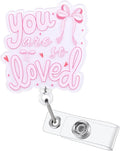 You are So Loved Cute Bow Nurse Badge Reel, Retractable ID Card Badge Holders by BVIIE
