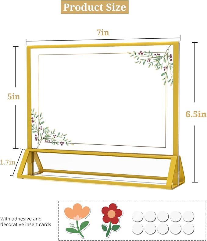 PPH-Sisy Clear Acrylic Sign Holder 7x 5 Horizontal Double Sided Gold Frame - Image 2