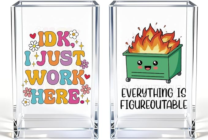 Vgrti Funny Dumpster Fire Work 2 Pack Acrylic Cosmetic Pencil Pen Holder Cup by Unknown