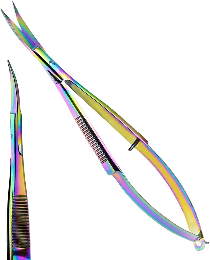 Cross Edge Curved Spring Scissors 5 Inch Stainless Steel Precision Eyebrow & by MyLashToolsByCrossEdge