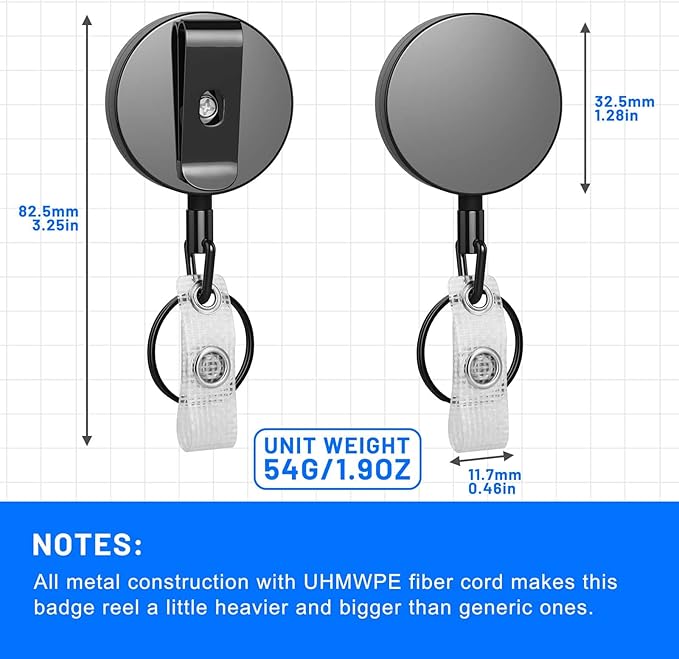 3 Pcs Heavy Duty Badge Reels Retractable Badge Holder, Selizo Metal Retractable - Image 5