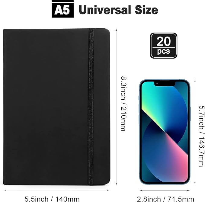 Honoson 20 Pack Lined Journal Notebooks A5 Hardcover Executive Notebook 5.5" x - Image 2
