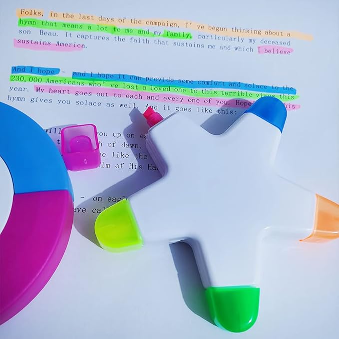 SunAngel 3 Pack Fluorescent Highlighter Pens Petals, Star Flower & Round Shape - Image 7
