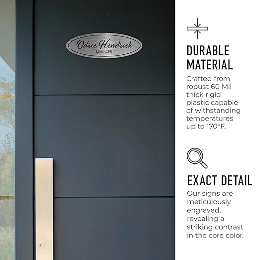 Custom Wall or Door Sign, Personalized Oval Plaque Engraved Message - Image 3