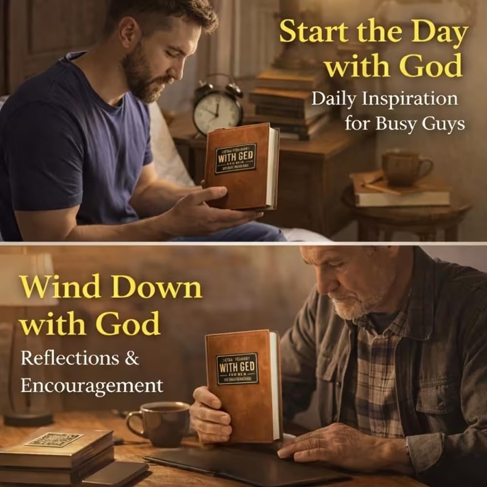 lajotiz One Minute With God: 365 Days Daily Prayer Book For Men | Daily Devotional and Prayer Journal Note Book Brown Faux Leather