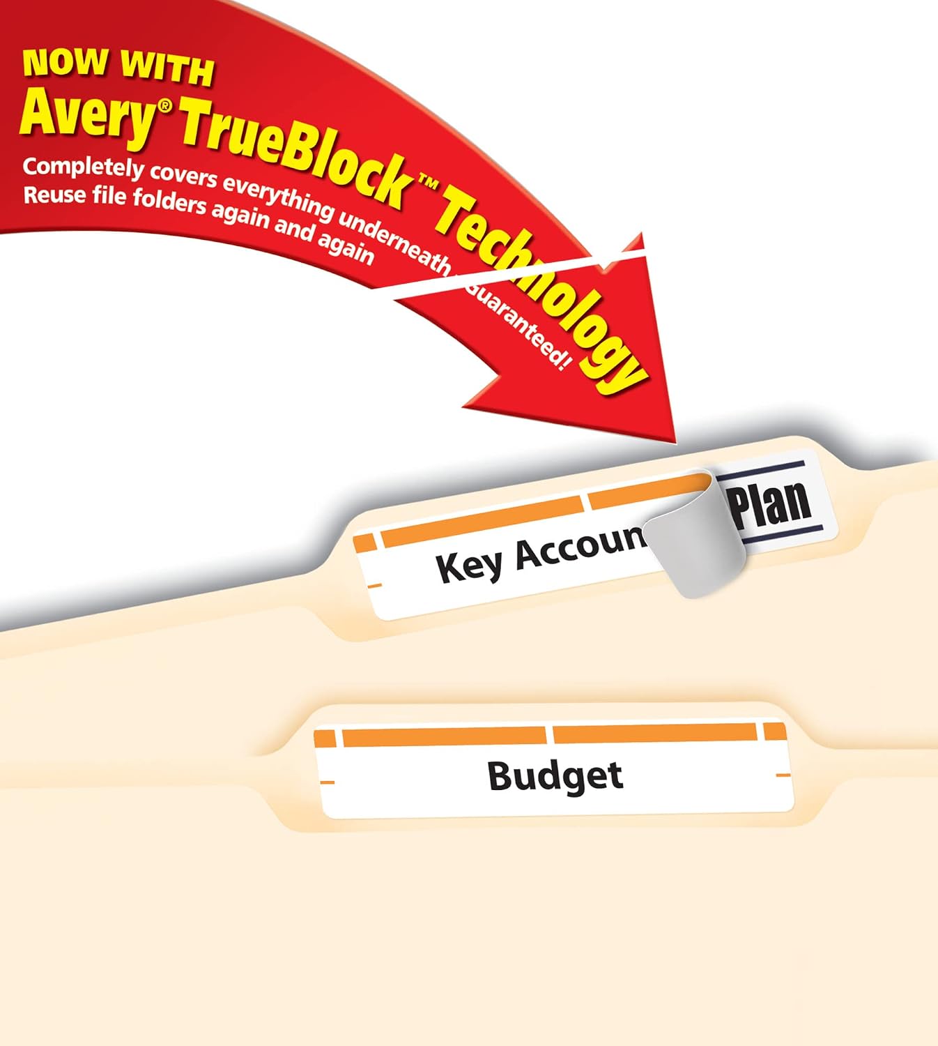 Avery® TrueBlock® File Folder Labels, 2/3" x 3-7/16", 750 Printable Labels, White/Orange, Permanent (5166)