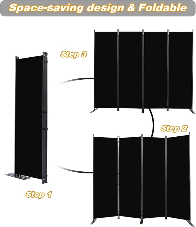 CHOSENM Room Divider, 4 Panel Folding Privacy Screens - Image 5