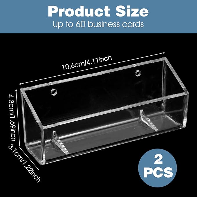 Yolev 2 Pcs Acrylic Business Card Holder Wall Mount Clear Business Card - Image 3
