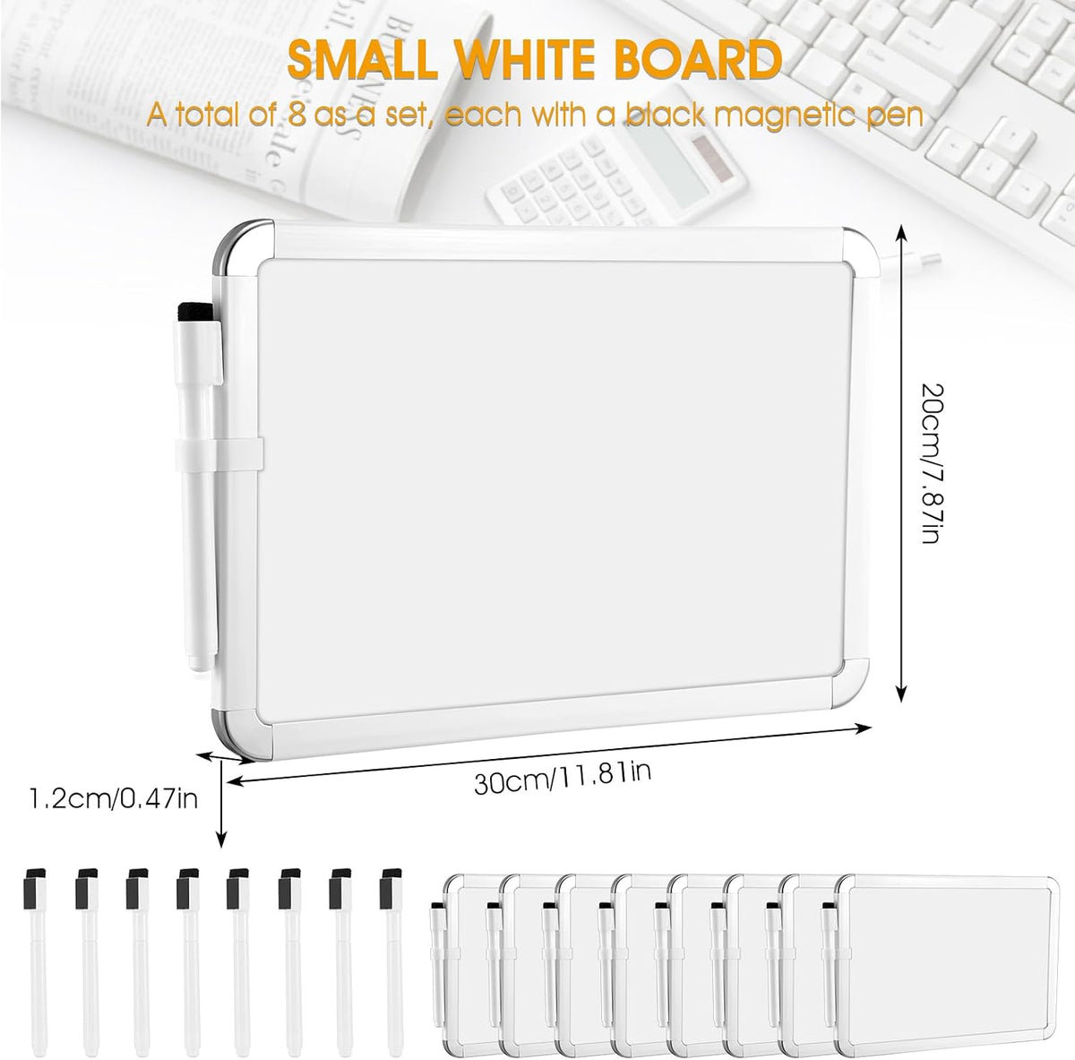 Sherr 8 Pcs Small White Board, 7" x 11" Magnetic Mini Wall Dry Eras...