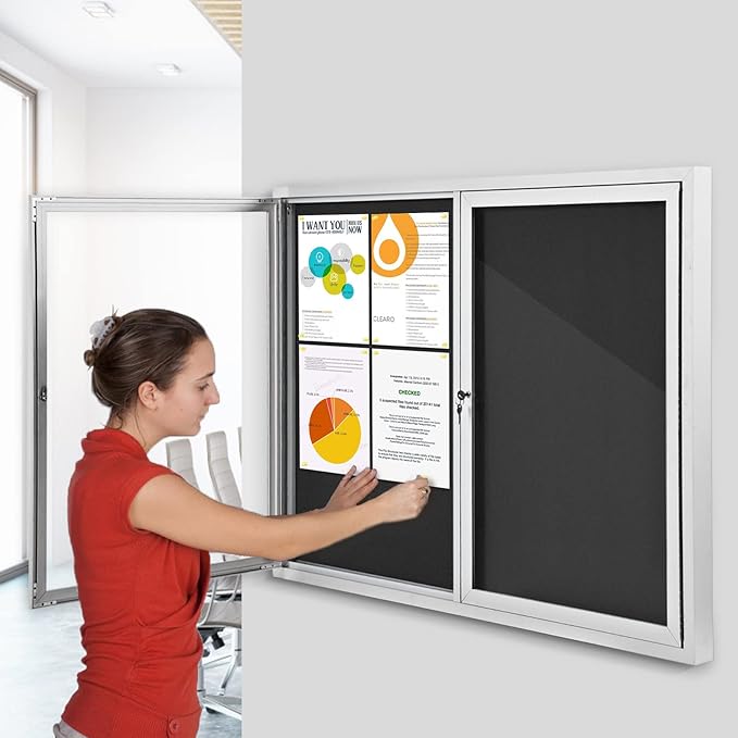 SWANCROWN Weather Resistant Enclosed Bulletin Board Felt Displays Boards Wall - Image 5