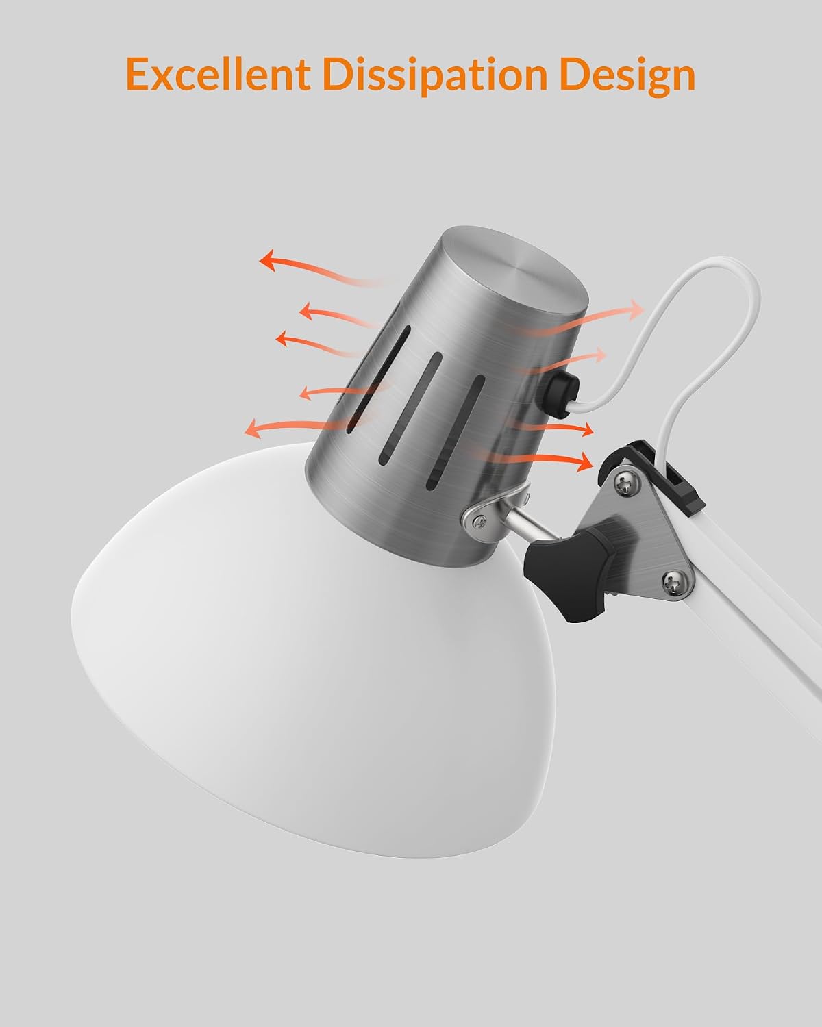 lepower metal adjustable desk lamp with clamp, swing, front angle view