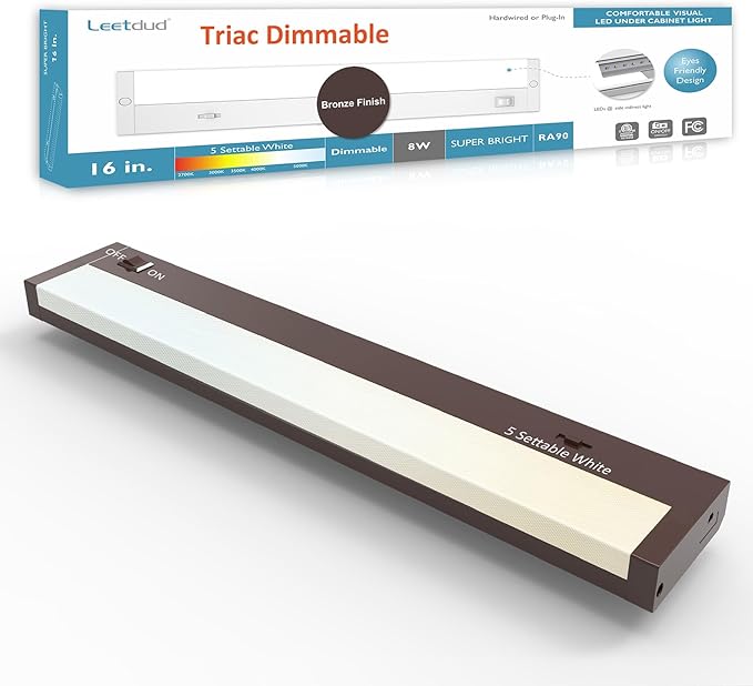 Leetdud LED Under Cabinet Lighting Hardwired or Plug in, 16 Inch 8W, Dimmable 5 by Leetdud