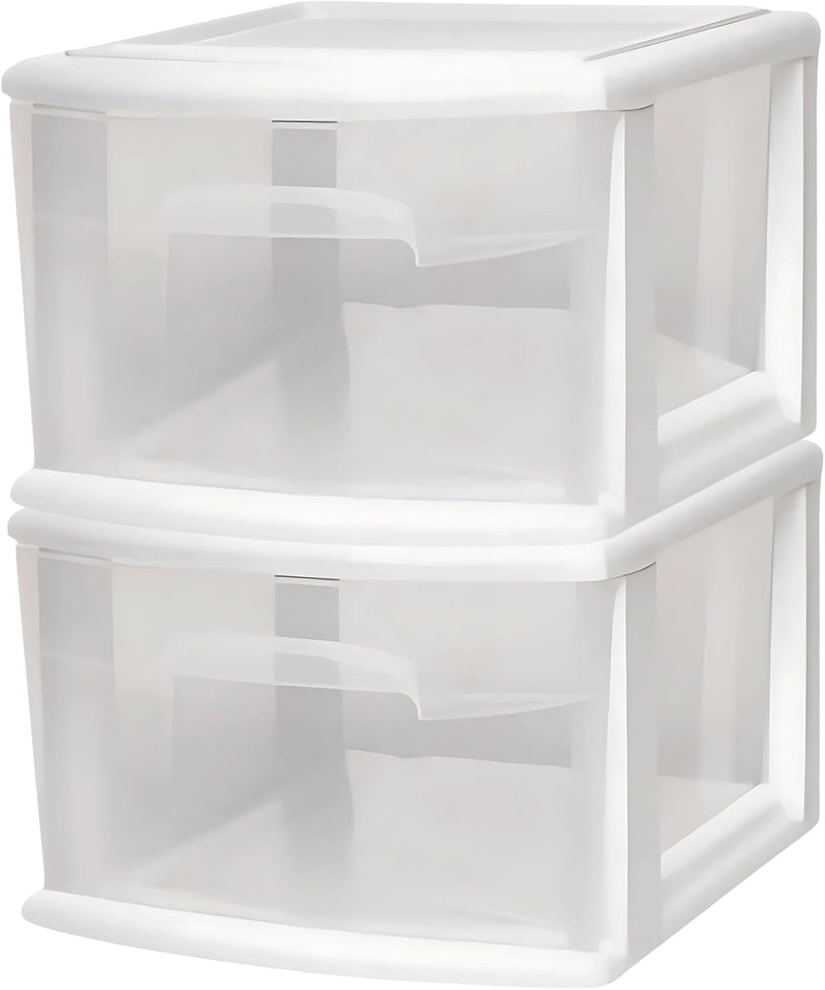 HOMZ 1 Drawer Storage Cart, Medium Plastic Container, White Frame, 2 Pack
