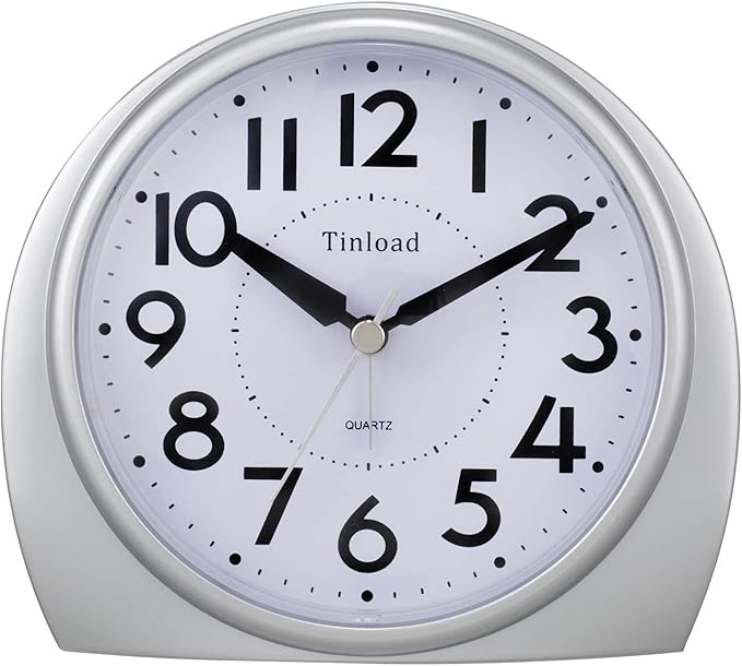 Tinload 5.5" Large Analog Alarm Clock Silent Non Ticking, Gentle Wake, Beep by Tinload