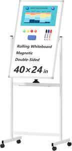 Neatsure Rolling Whiteboard on Wheels, Portable Standing Dry Erase Board Easel by Neatsure
