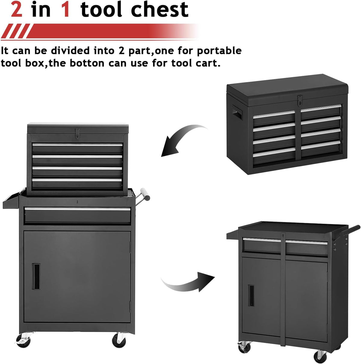 AirWire 5-Drawer Rolling Tool Chest Black