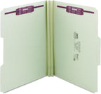 Smead Pressboard Fastener File Folder with SafeSHIELD, 1/3 Cut Tab, 51 Mm Expansion, Letter Size, Gray, Green, 25 Count, 14934