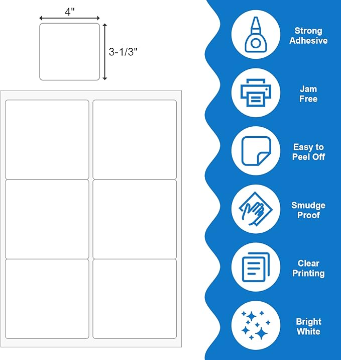 BESTEASY Sticker Labels Compatible Laser/Ink Jet Shipping Labels - Image 2