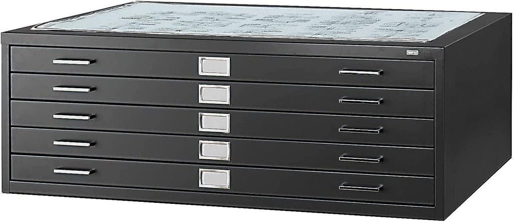 Safco 5-Drawer Flat File Organizer for Construction, Design, Architecture, Engineering & 30" x 42" Large Documents, Black