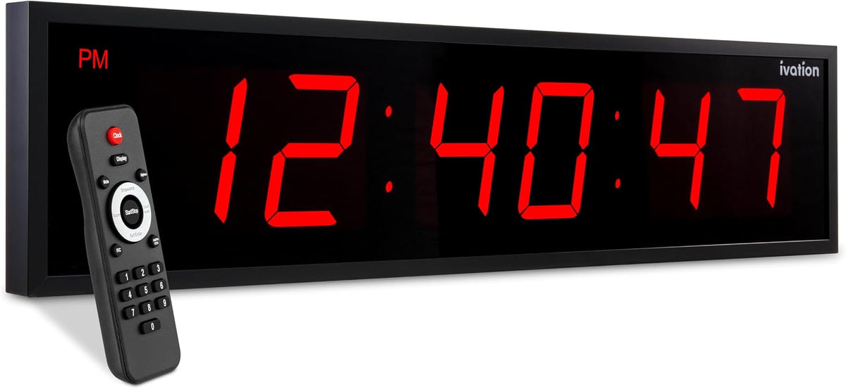 ivation oversized digital wall clock with large led, main product view