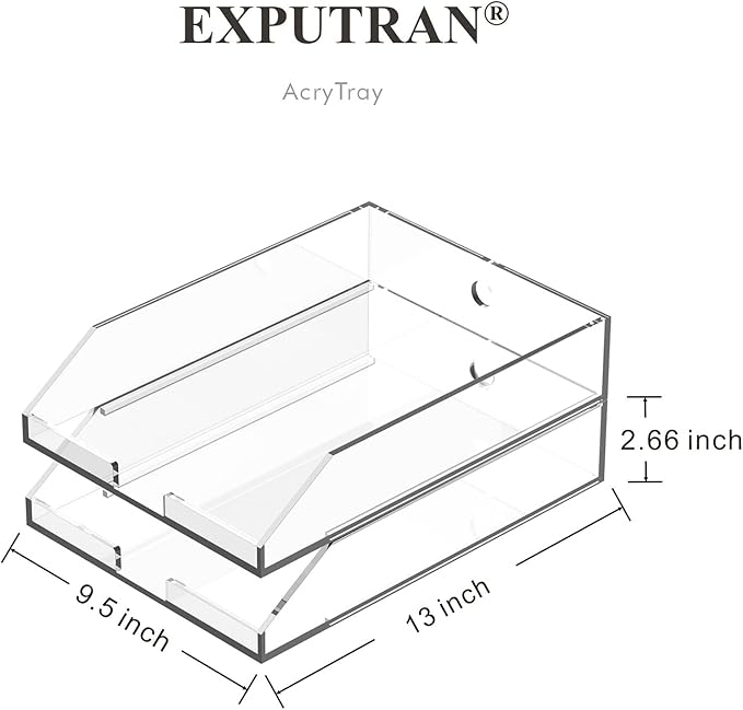EXPUTRAN Stackable Clear Acrylic Paper Trays, Desk File Organizer, A4 Paper - Image 4