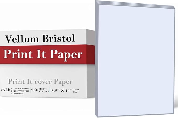 Print It - Vellum Bristol Colored Cardstock Cover Paper, 67 Lb, 8.5" X 11” by Unknown
